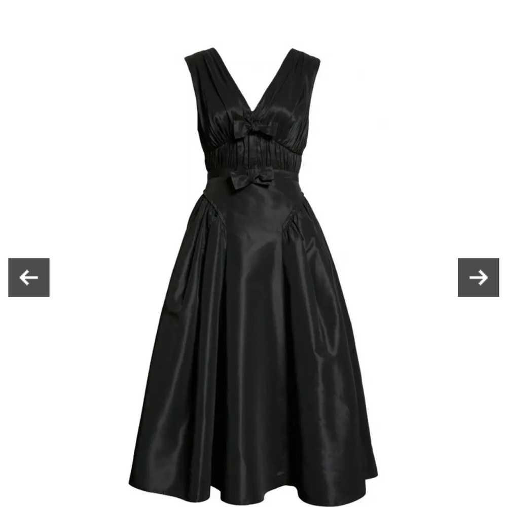 Self-Portrait Black Pleated Midi Dress